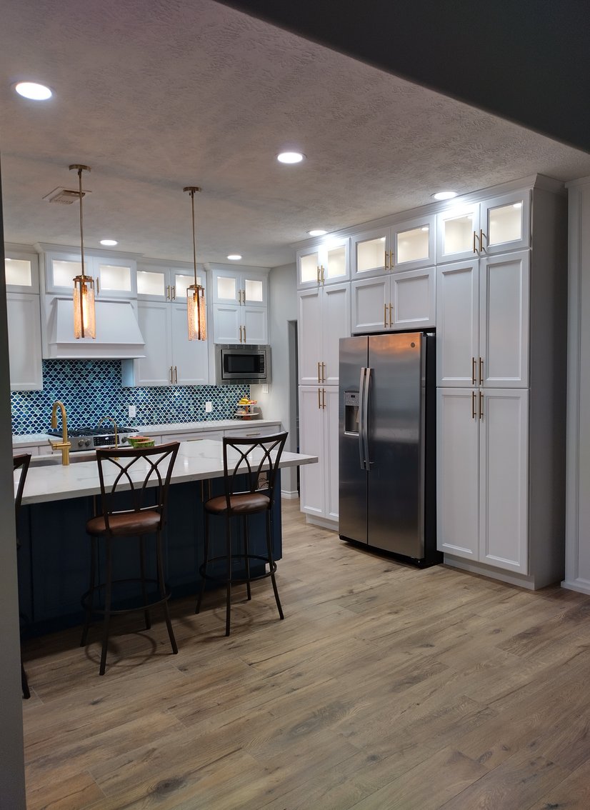 blue kitchen cabinets